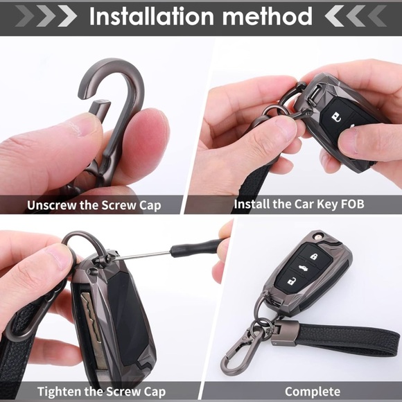 Microfiber Leather Car Keychain Key Fob Keychain Leather Key Chain Holder - Picture 4 of 7